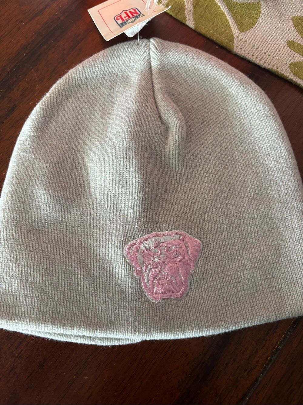 NFL Light Gray Beanie with Pink Bulldog Patch Cleveland Browns NWT